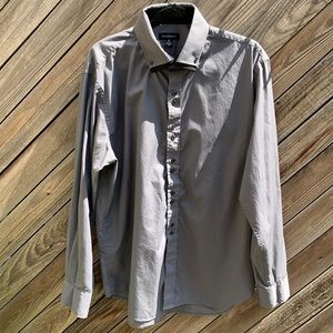 Ziggurat Grey Shirt w/ Black Stripe Cuff & Collar